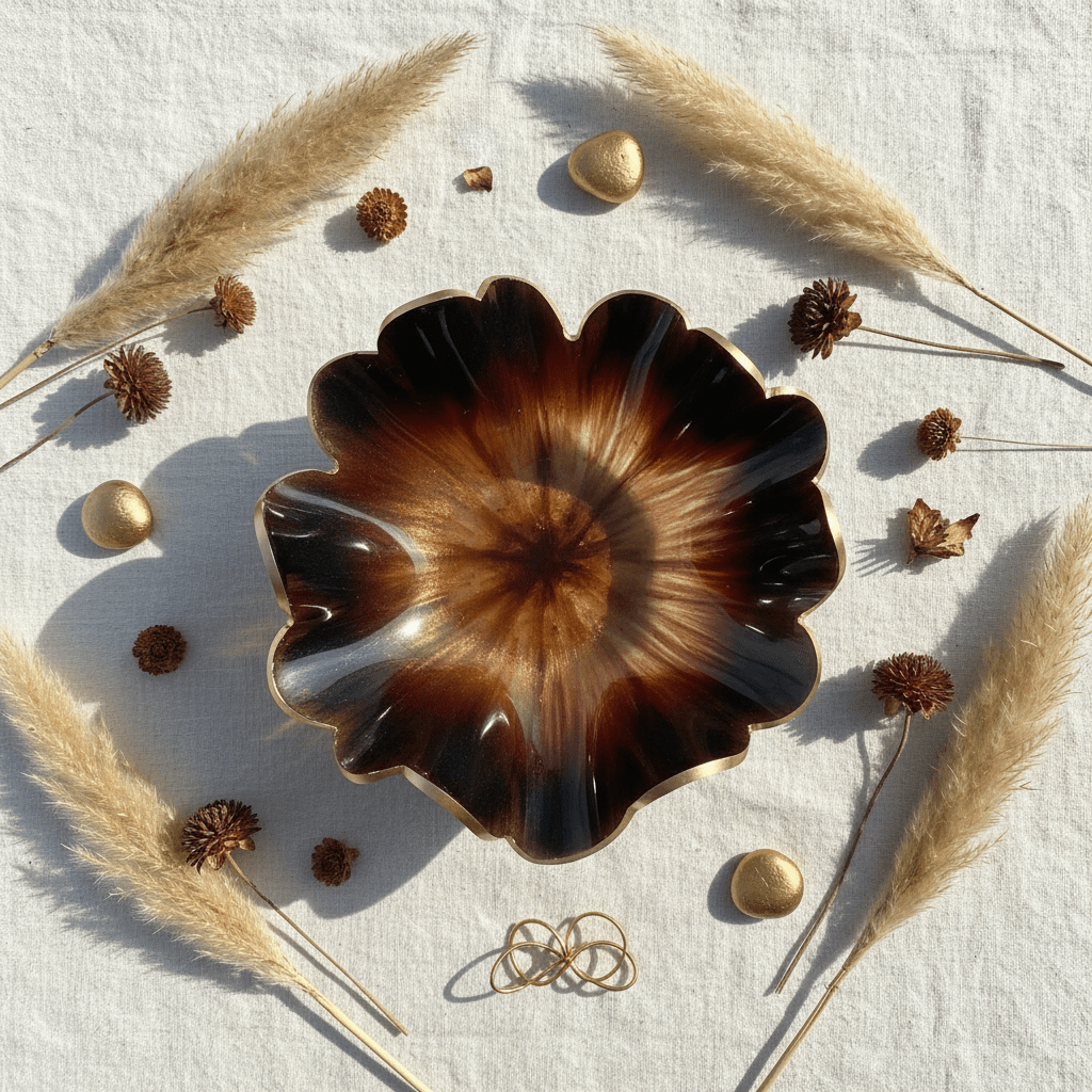 Mocha Latte Resin Bowl – Handmade Neutral Home Decor - The Glossy Gift Shop