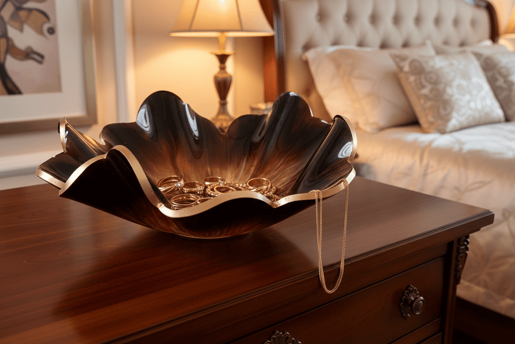 Mocha Latte Resin Bowl – Handmade Neutral Home Decor - The Glossy Gift Shop