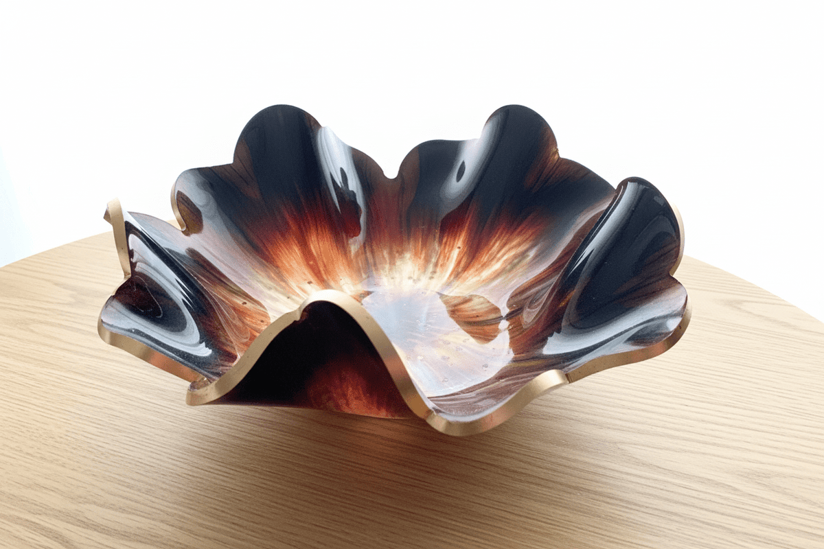 Mocha Latte Resin Bowl – Handmade Neutral Home Decor - The Glossy Gift Shop