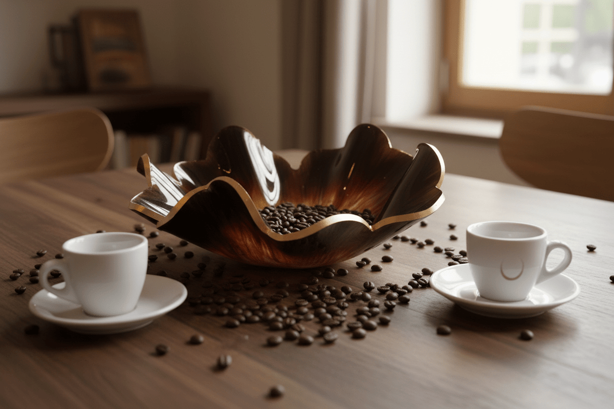Mocha Latte Resin Bowl – Handmade Neutral Home Decor - The Glossy Gift Shop