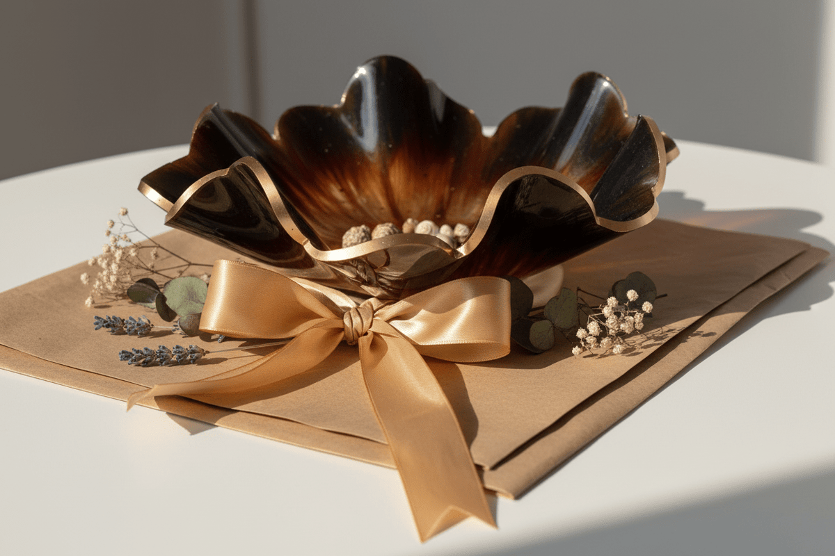 Mocha Latte Resin Bowl – Handmade Neutral Home Decor - The Glossy Gift Shop