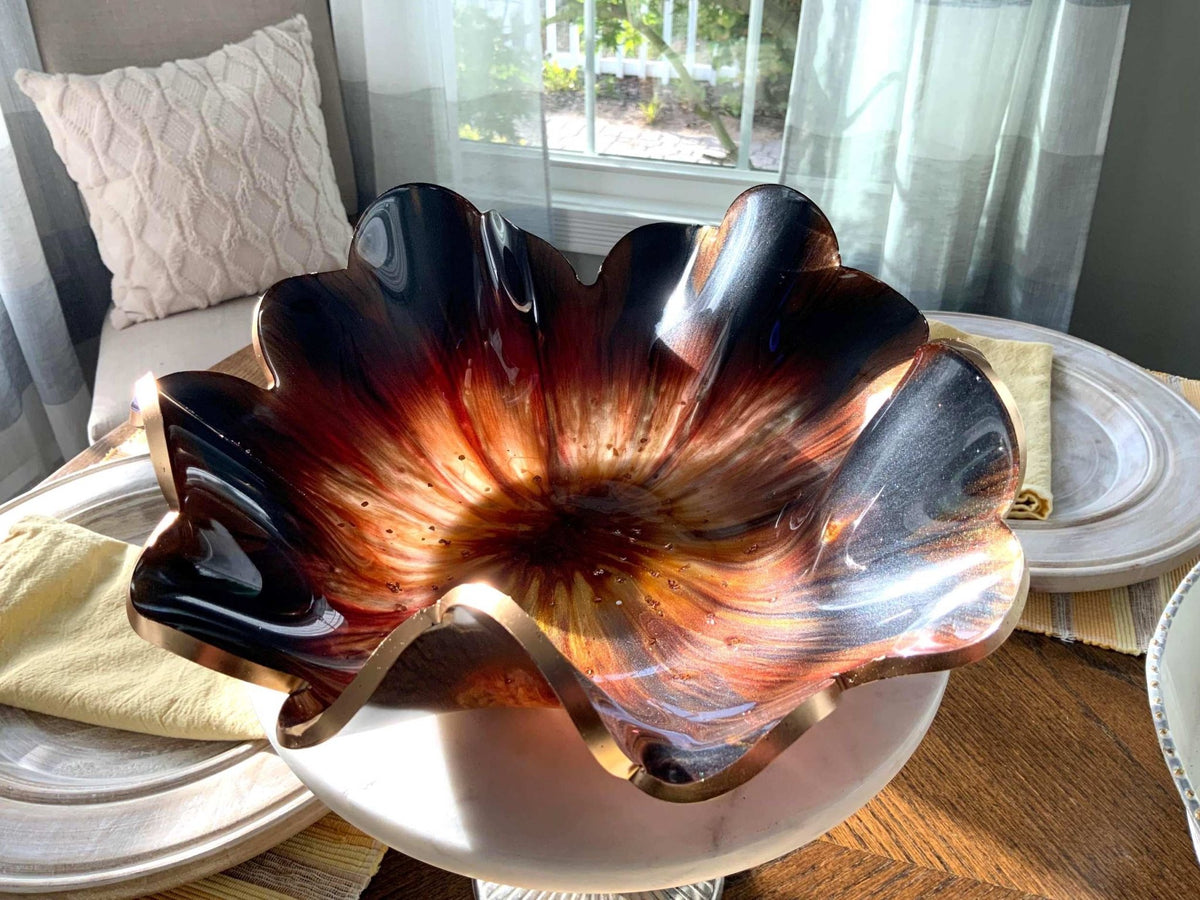 Mocha Latte Resin Bowl – Handmade Neutral Home Decor - The Glossy Gift Shop