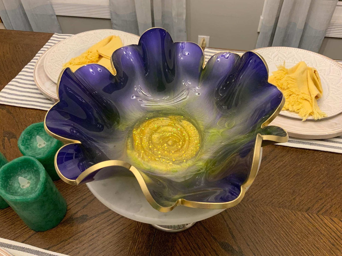Moonbeam Resin Bowl – Iridescent Blue, Green & Gold Home Decor - The Glossy Gift Shop