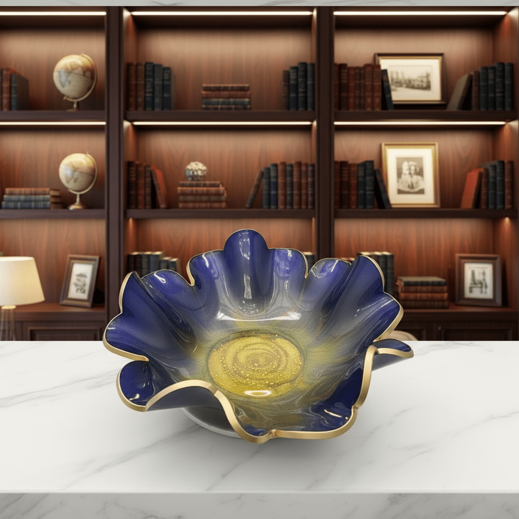 Moonbeam Resin Bowl – Iridescent Blue, Green & Gold Home Decor - The Glossy Gift Shop