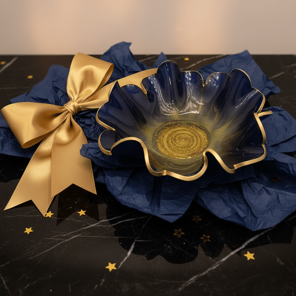 Moonbeam Resin Bowl – Iridescent Blue, Green & Gold Home Decor - The Glossy Gift Shop