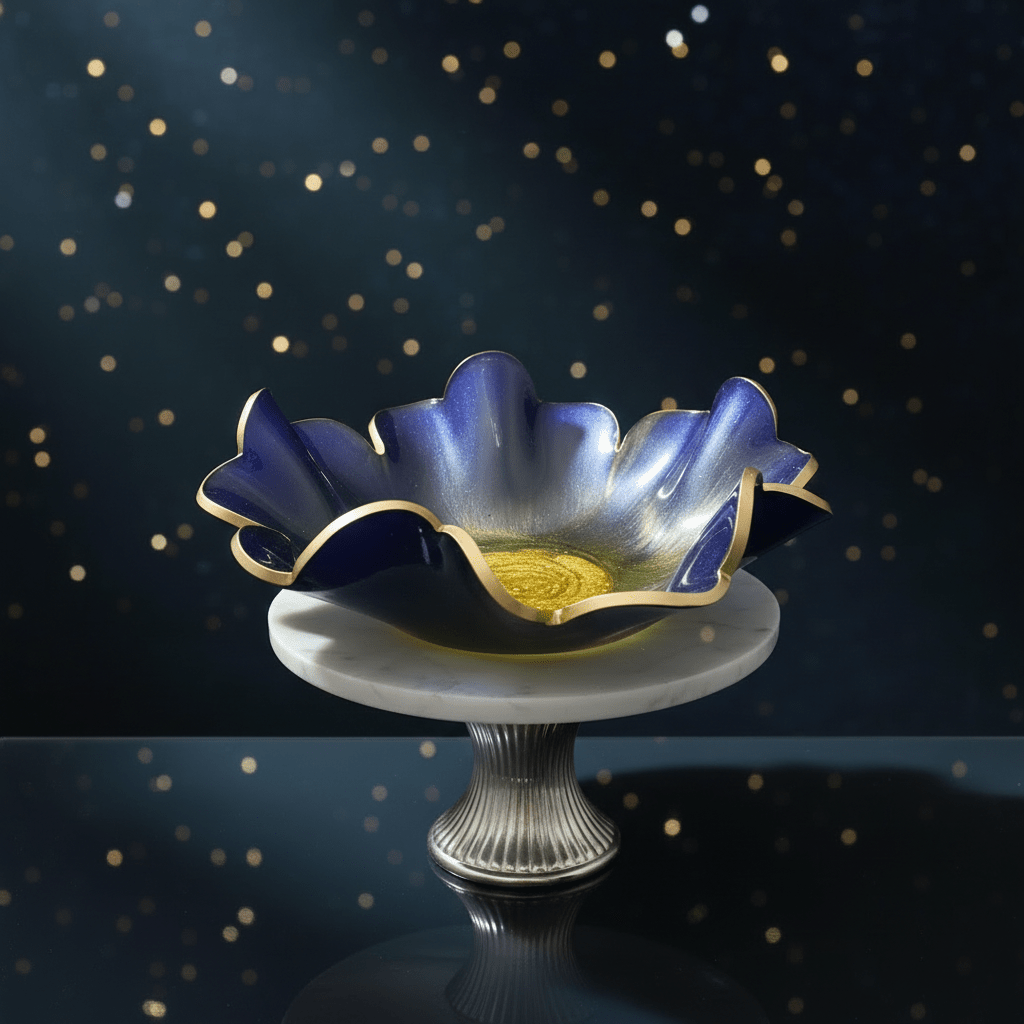 Moonbeam Resin Bowl – Iridescent Blue, Green & Gold Home Decor - The Glossy Gift Shop