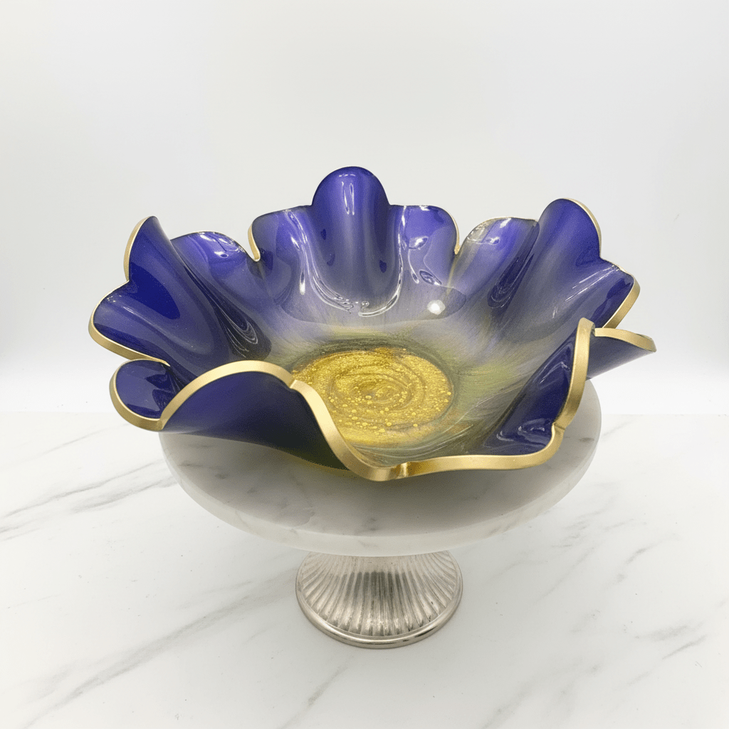 Moonbeam Resin Bowl – Iridescent Blue, Green & Gold Home Decor - The Glossy Gift Shop