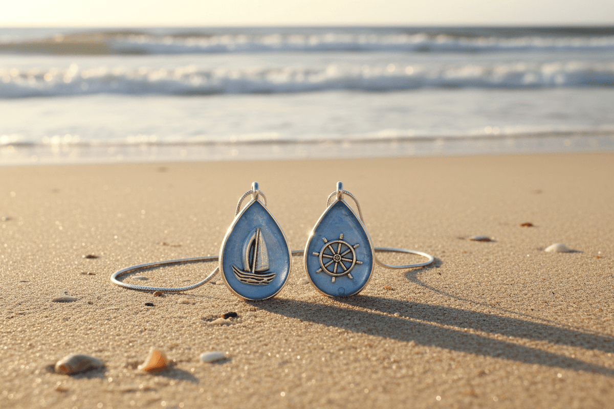 Nautical Resin Teardrop Necklace – 2-Sided Ocean Pendant - The Glossy Gift Shop