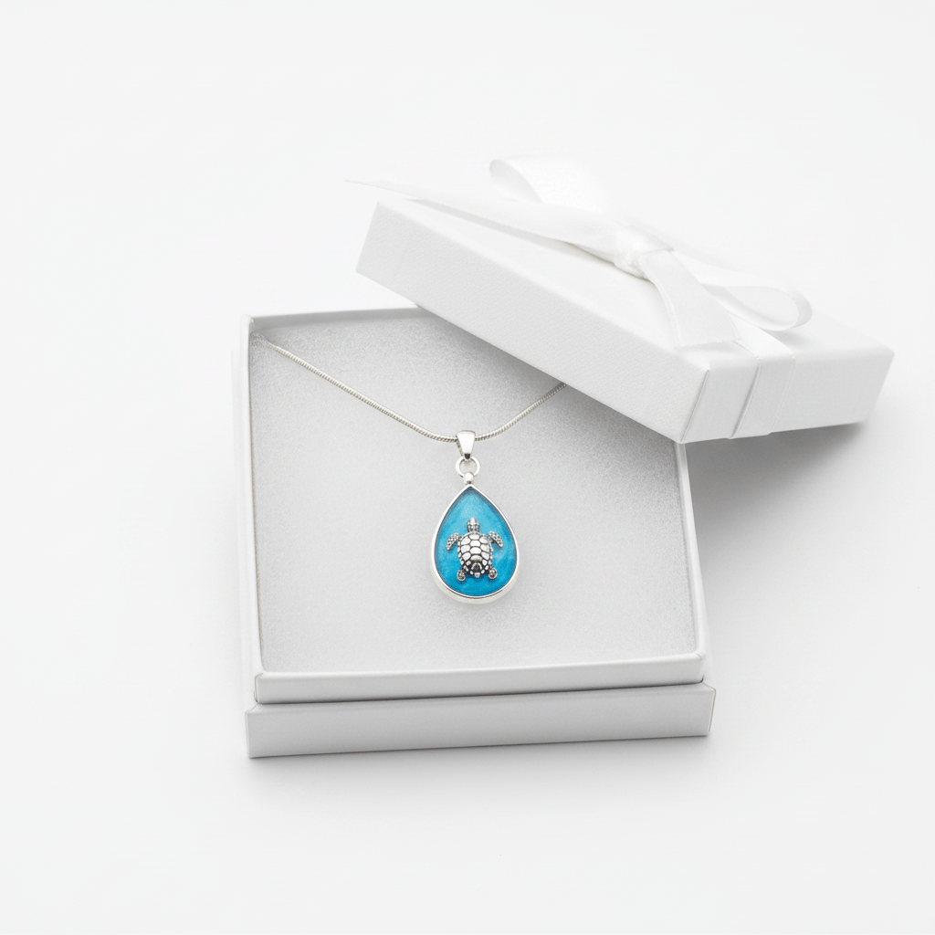 Nautical Resin Teardrop Necklace – 2-Sided Ocean Pendant - The Glossy Gift Shop