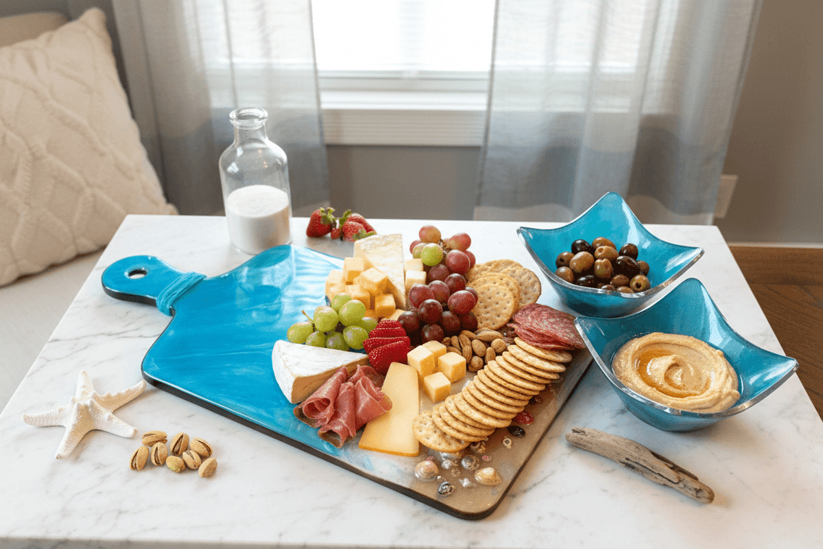Ocean Resin Charcuterie Board Set – Board & 2 Serving Bowls - The Glossy Gift Shop