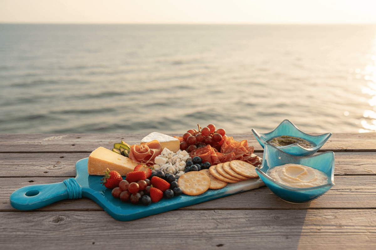 Ocean Resin Charcuterie Board Set – Board & 2 Serving Bowls - The Glossy Gift Shop