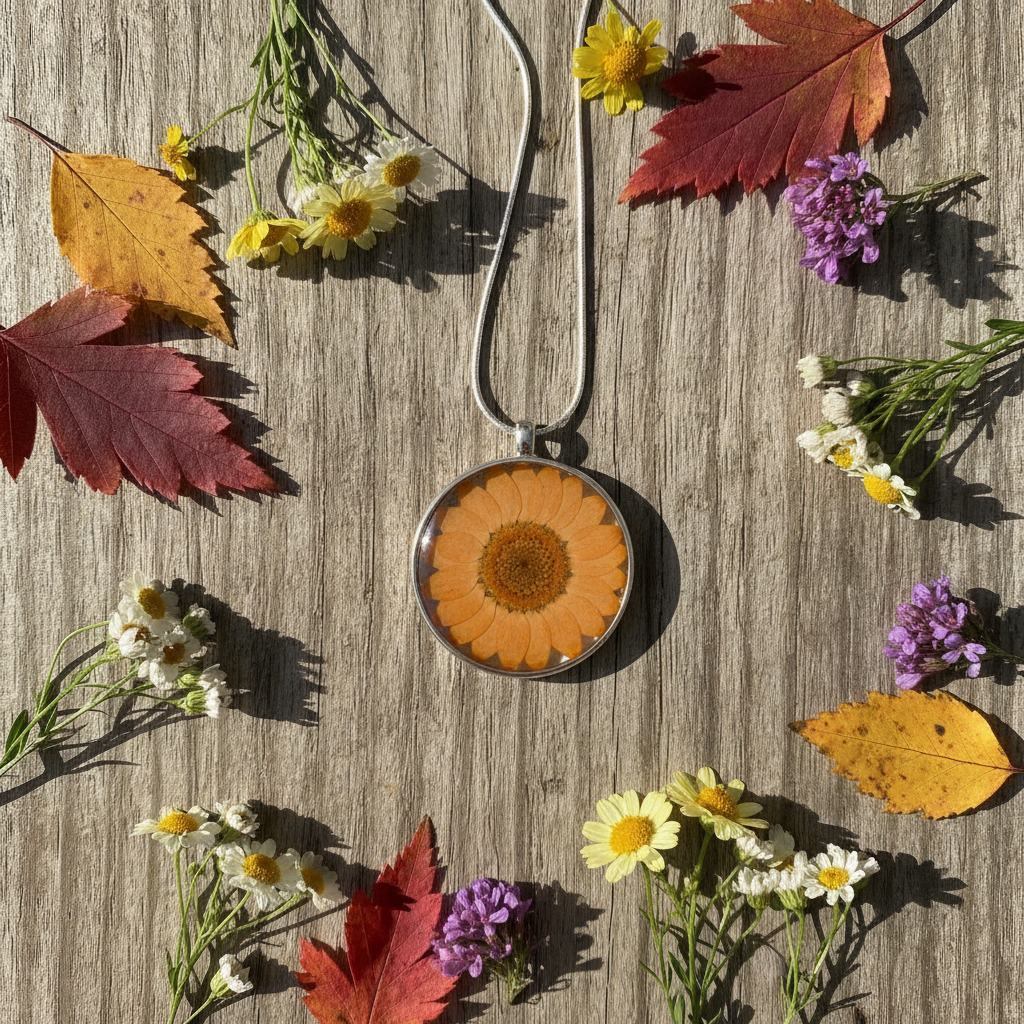 Orange Daisy - Rustic Wood