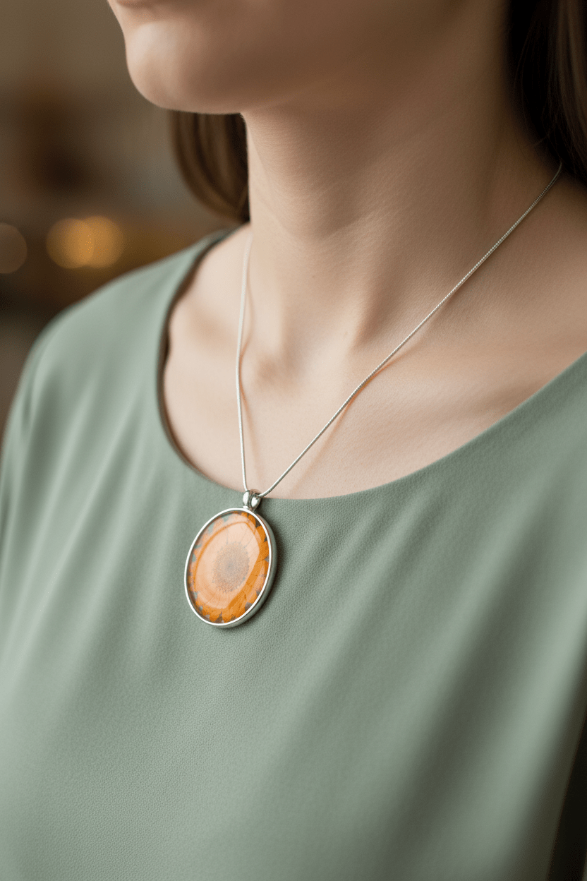 Orange Gerbera Daisy Resin Necklace – Pressed Flower Pendant - The Glossy Gift Shop