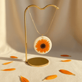Orange Gerbera Daisy Resin Necklace – Pressed Flower Pendant - The Glossy Gift Shop