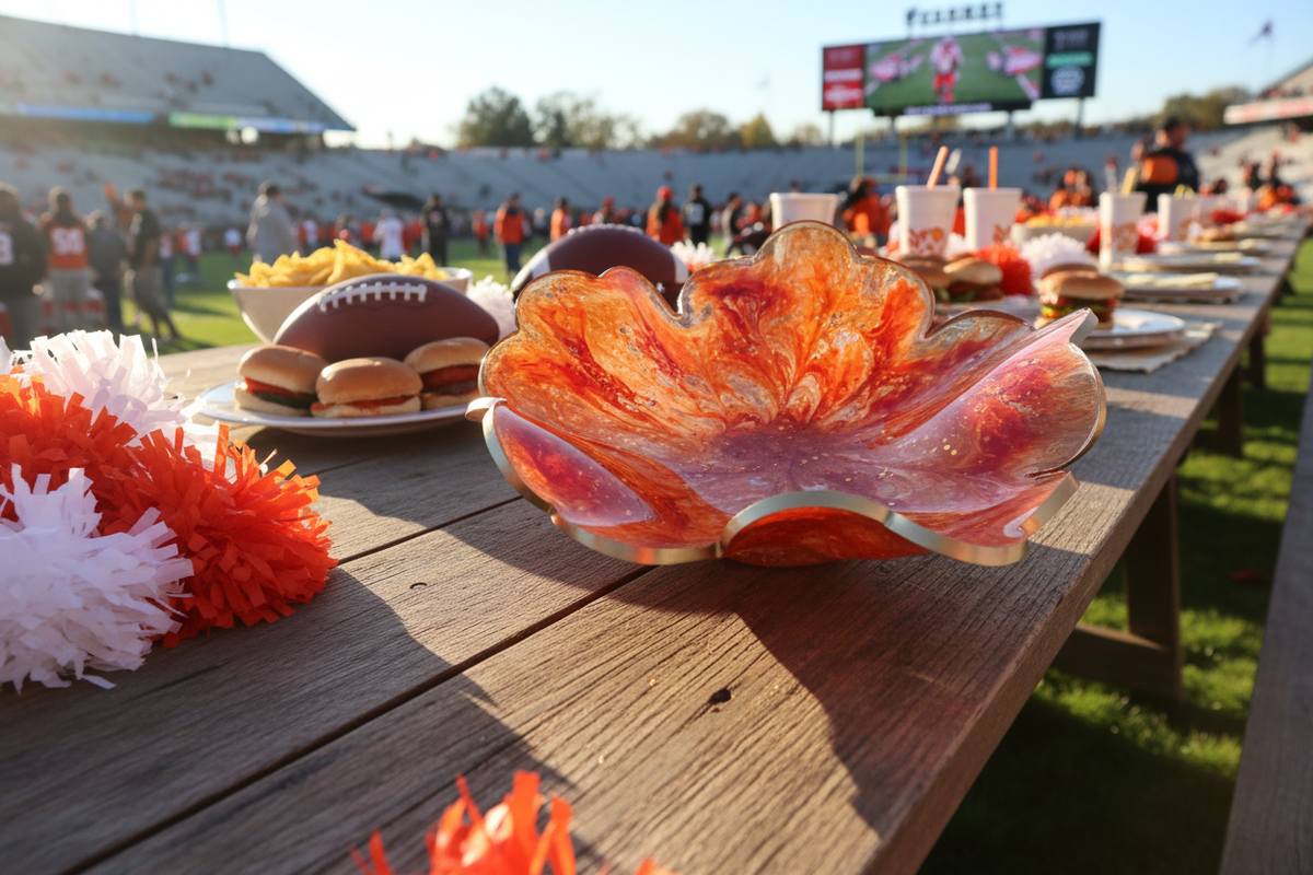 Orange & White Resin Bowl – Tennessee Vols Game Day Decor - The Glossy Gift Shop