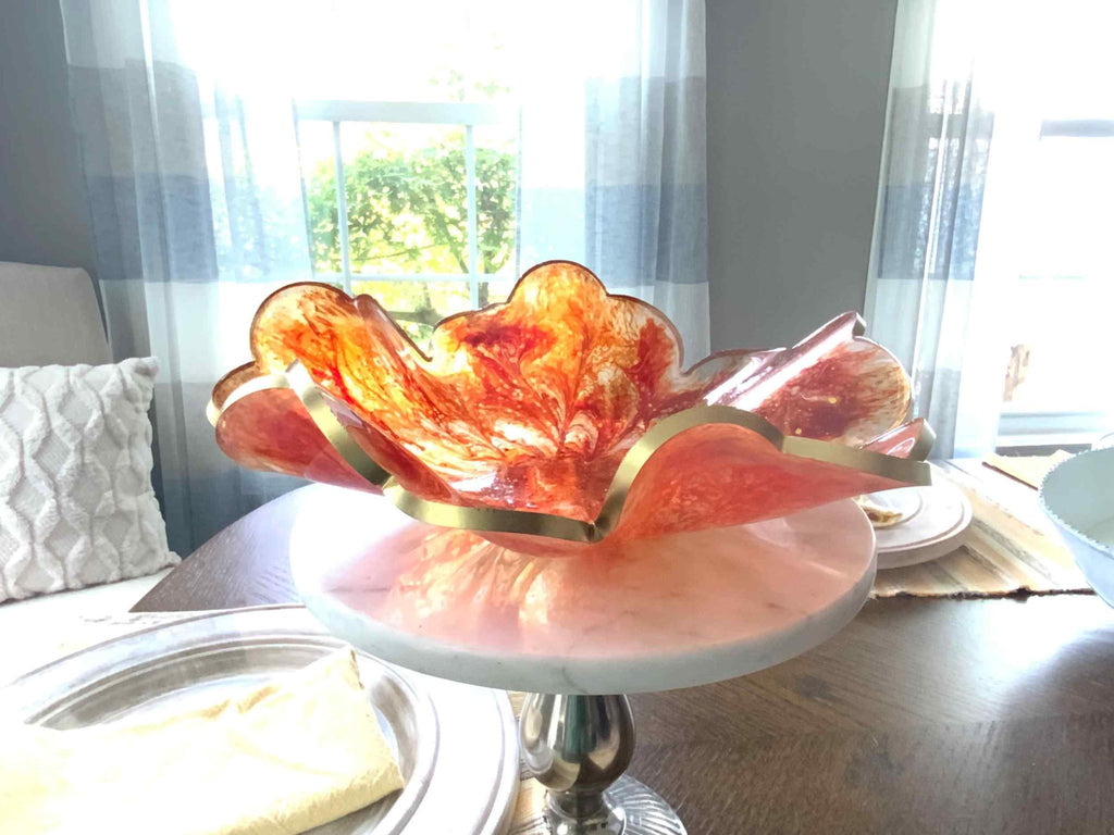 Orange & White Resin Bowl – Tennessee Vols Game Day Decor - The Glossy Gift Shop