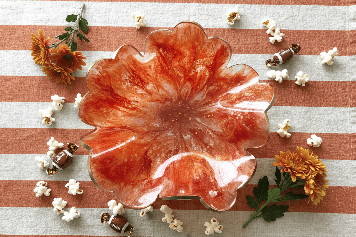 Orange & White Resin Bowl – Tennessee Vols Game Day Decor - The Glossy Gift Shop