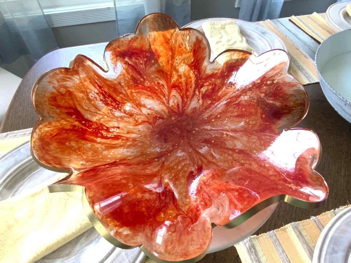 Orange & White Resin Bowl – Tennessee Vols Game Day Decor - The Glossy Gift Shop