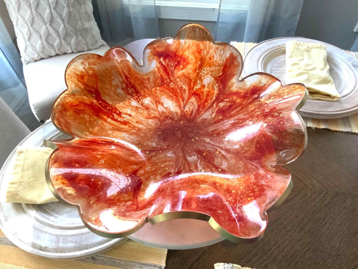 Orange & White Resin Bowl – Tennessee Vols Game Day Decor - The Glossy Gift Shop