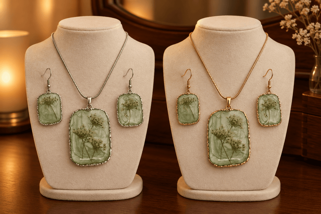 Organic Bloom Meadow Haze Necklace & Earring Set - The Glossy Gift Shop