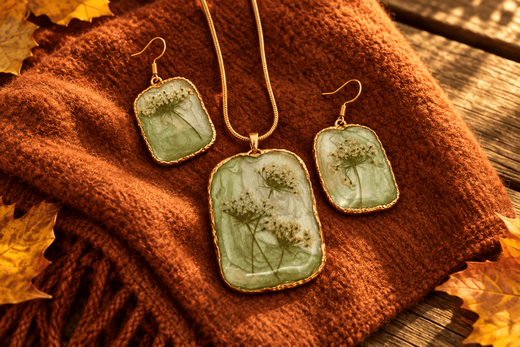 Organic Bloom Meadow Haze Necklace & Earring Set - The Glossy Gift Shop