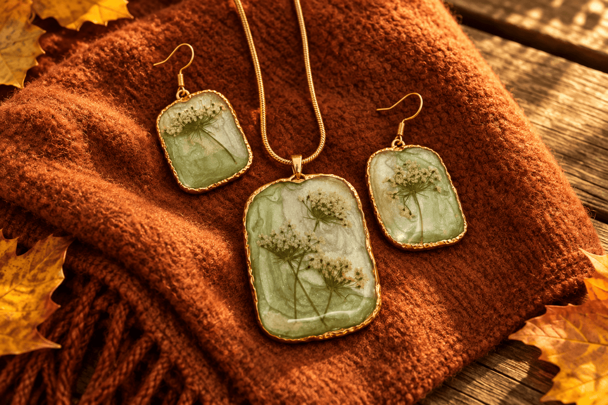 Organic Bloom Meadow Haze Necklace & Earring Set - The Glossy Gift Shop