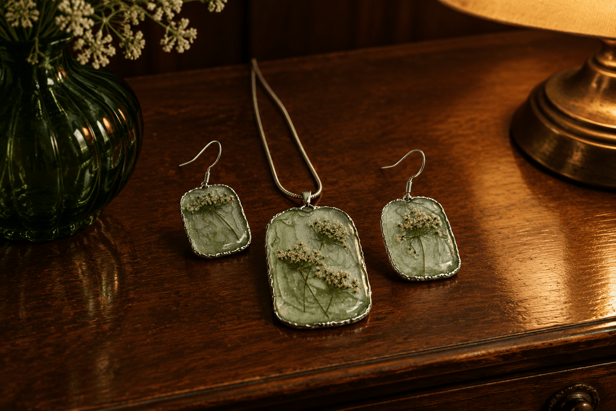 Organic Bloom Meadow Haze Necklace & Earring Set - The Glossy Gift Shop