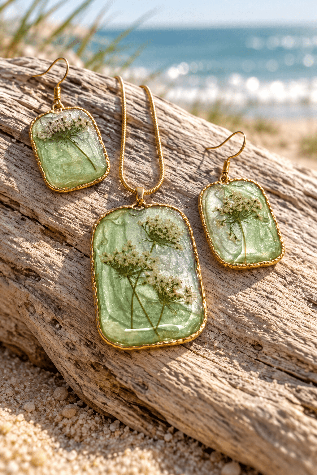 Organic Bloom Meadow Haze Necklace & Earring Set - The Glossy Gift Shop