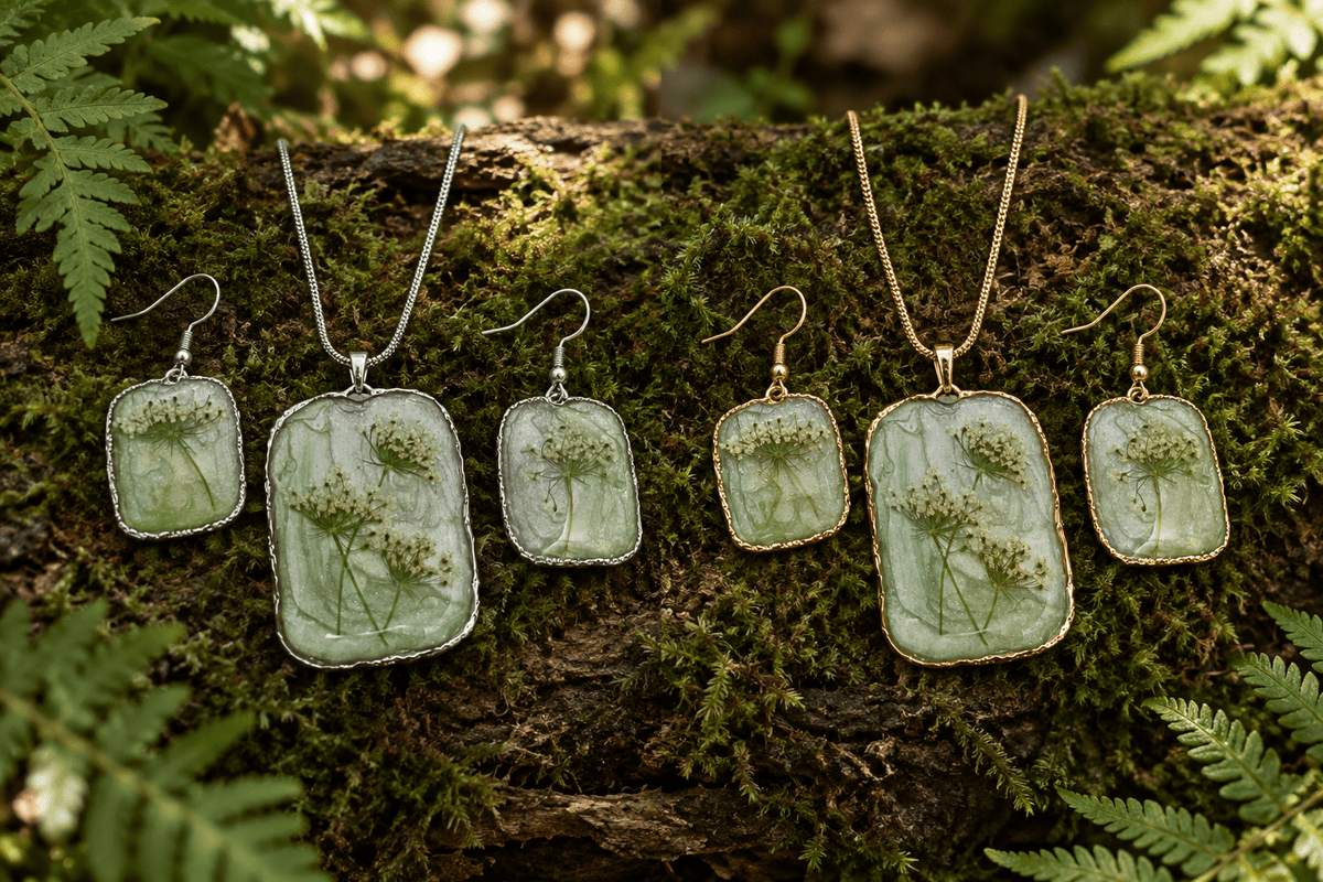 Organic Bloom Meadow Haze Necklace & Earring Set - The Glossy Gift Shop