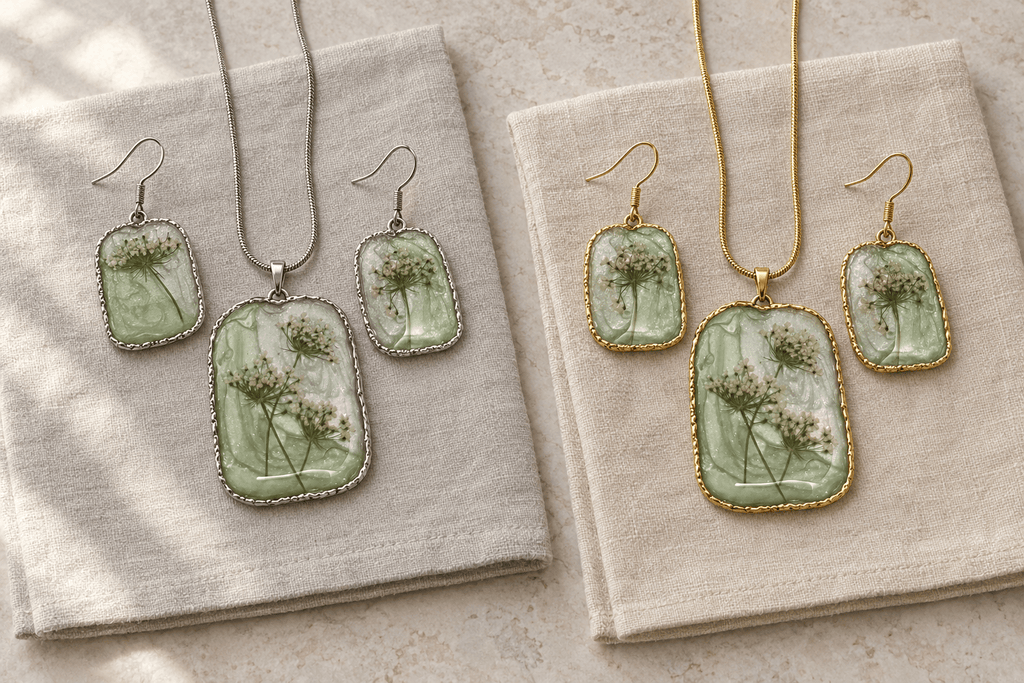 Organic Bloom Meadow Haze Necklace & Earring Set - The Glossy Gift Shop