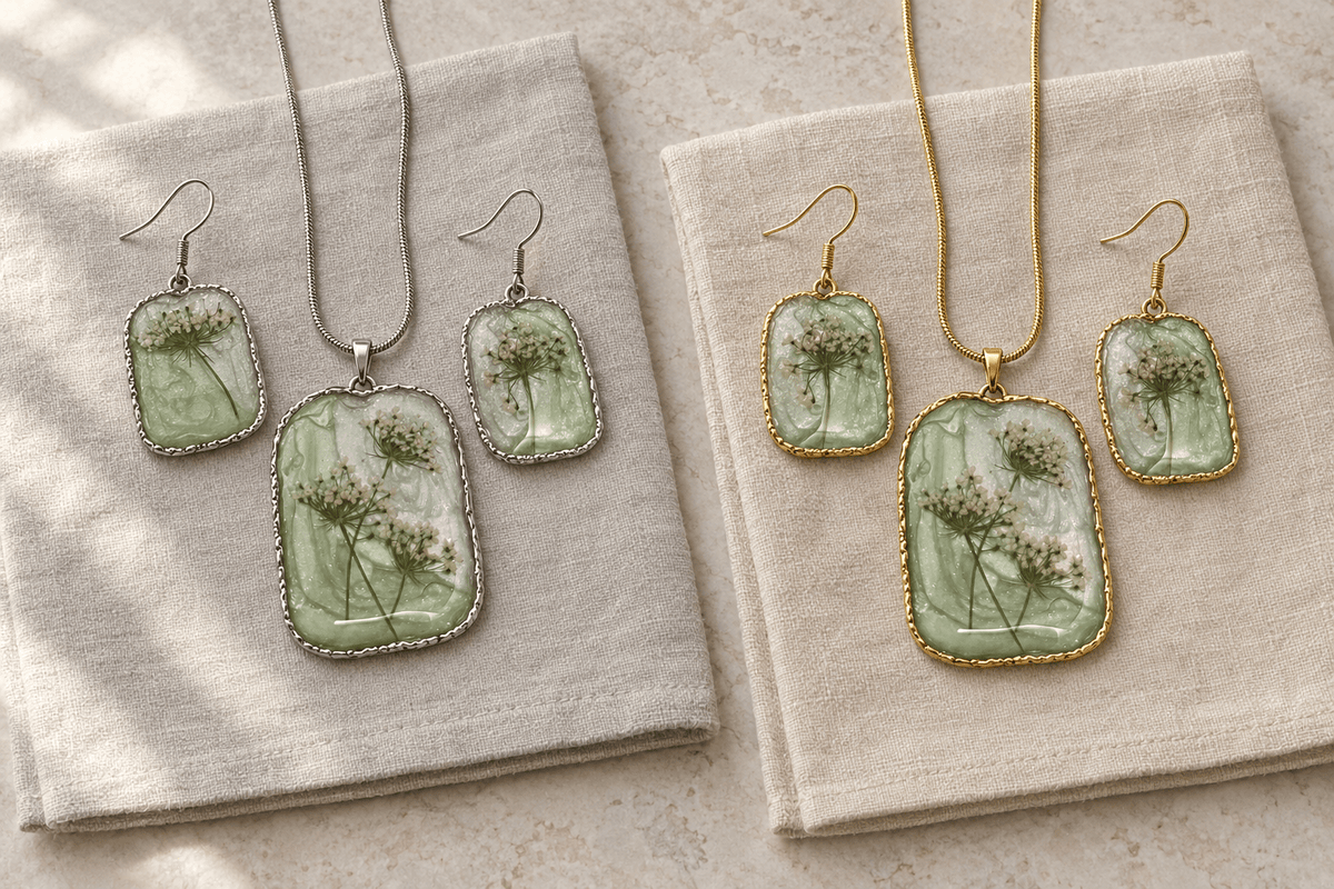 Organic Bloom Meadow Haze Necklace & Earring Set - The Glossy Gift Shop