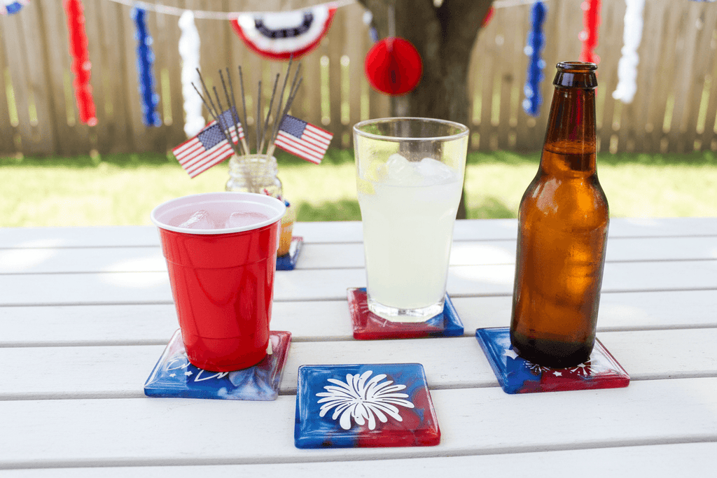Patriotic Coaster Set – 4th of July Backyard