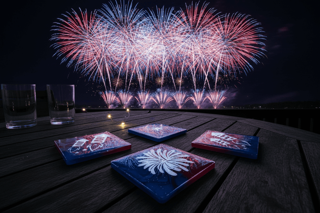 Patriotic Coaster Set – Fireworks Night Sky