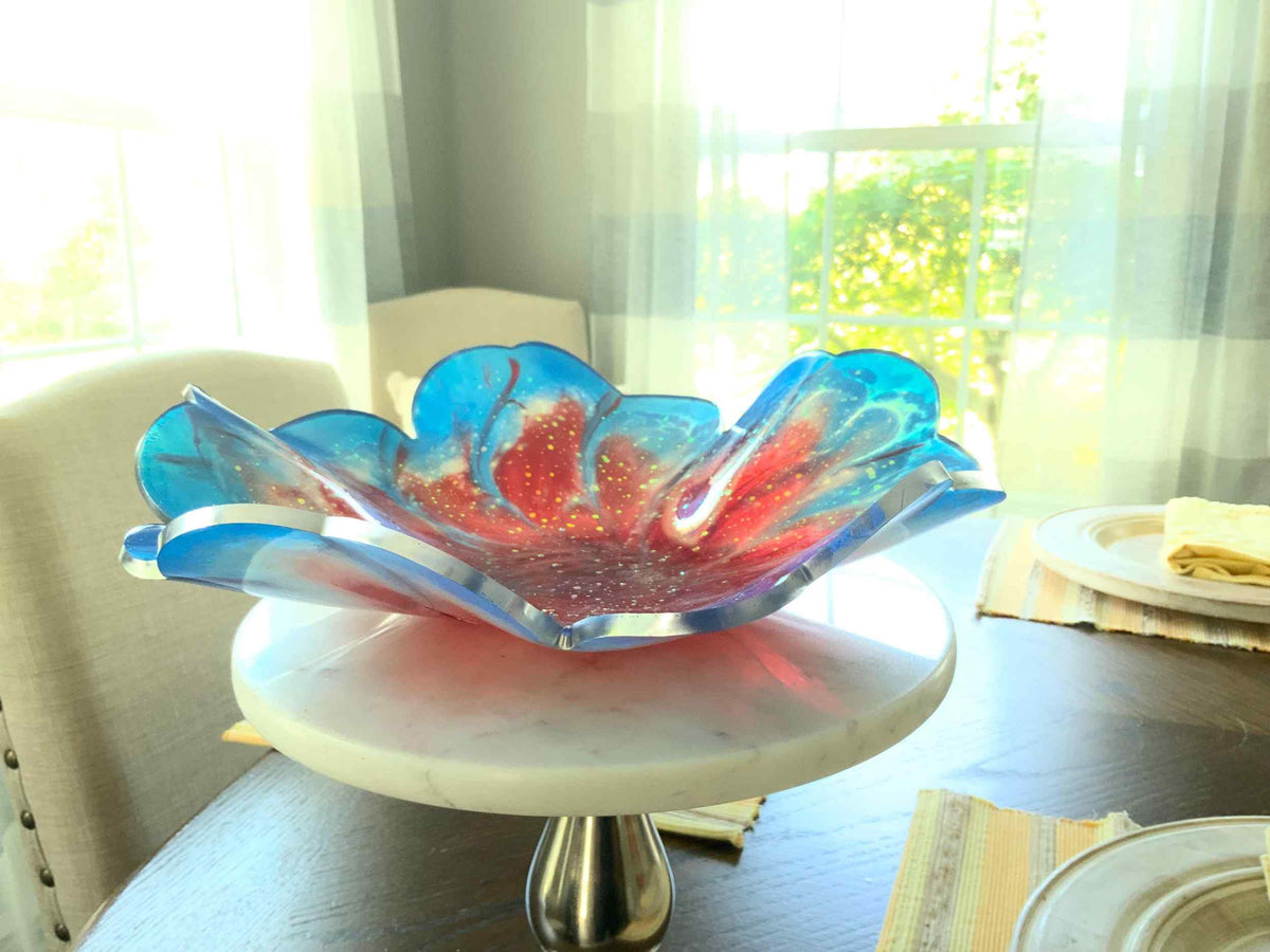 Patriotic Red, White & Blue Resin Bowl – Handmade Decor - The Glossy Gift Shop