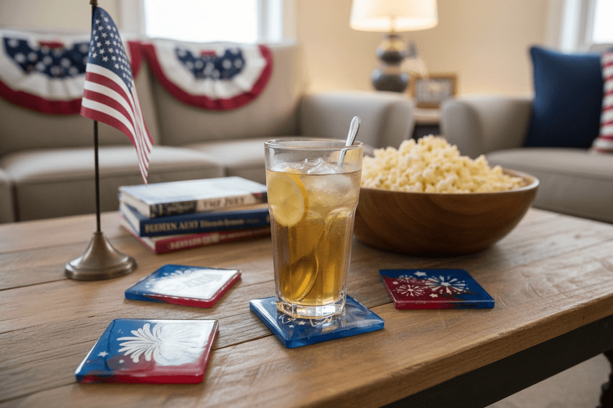 Patriotic Resin Coaster Set – Red, White & Blue Set of 4 - The Glossy Gift Shop