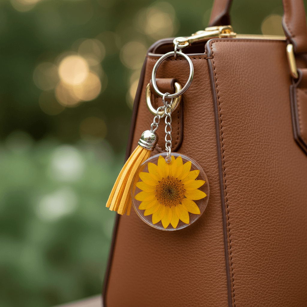 Personalized Floral Resin Pocketbook Charm – Initial & Tassel - The Glossy Gift Shop