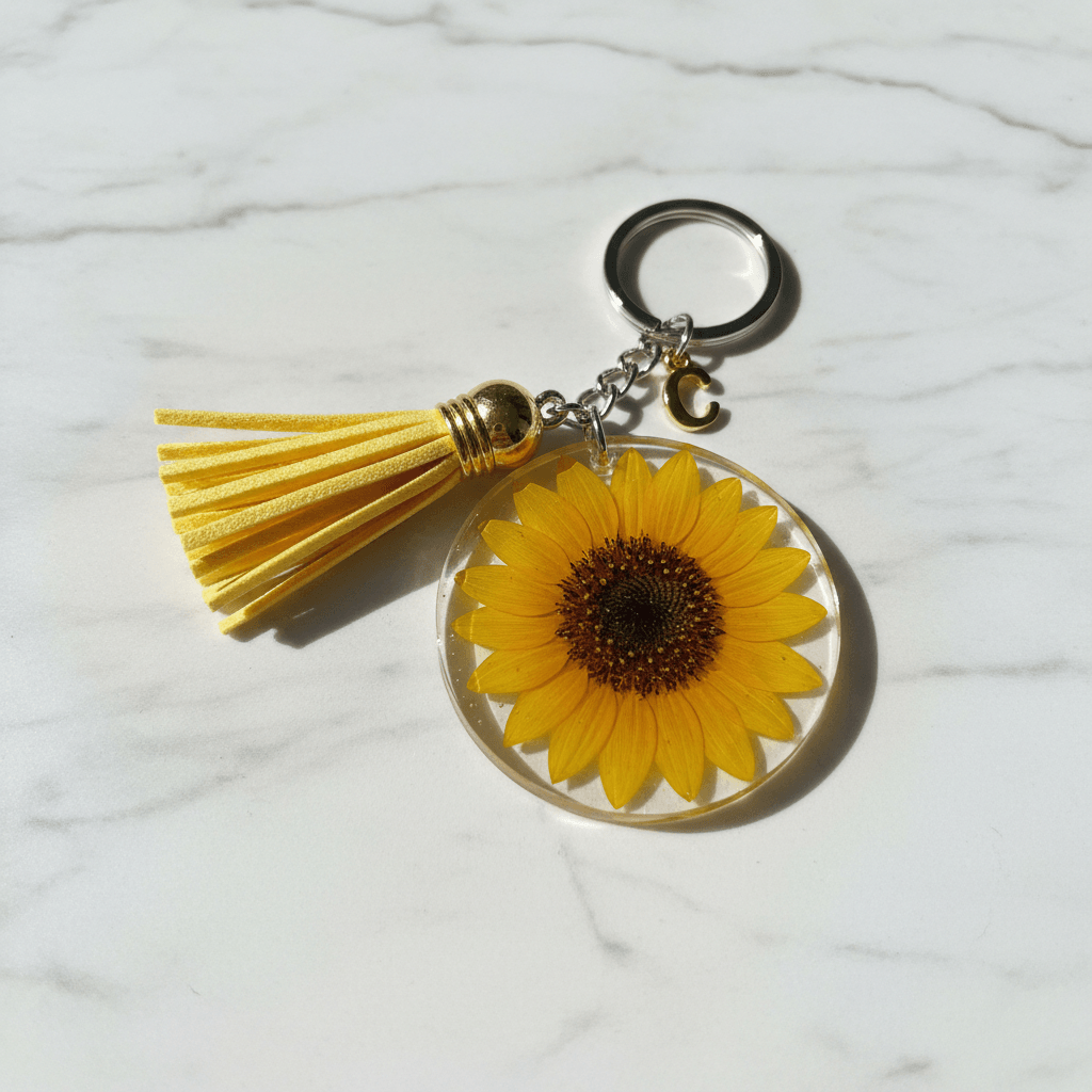 Personalized Floral Resin Pocketbook Charm – Initial & Tassel - The Glossy Gift Shop