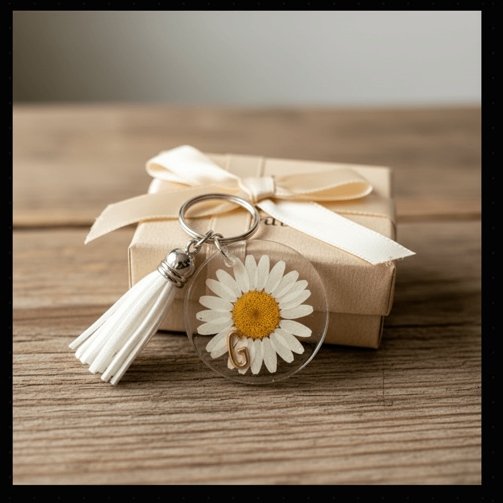 Personalized Floral Resin Pocketbook Charm – Initial & Tassel - The Glossy Gift Shop