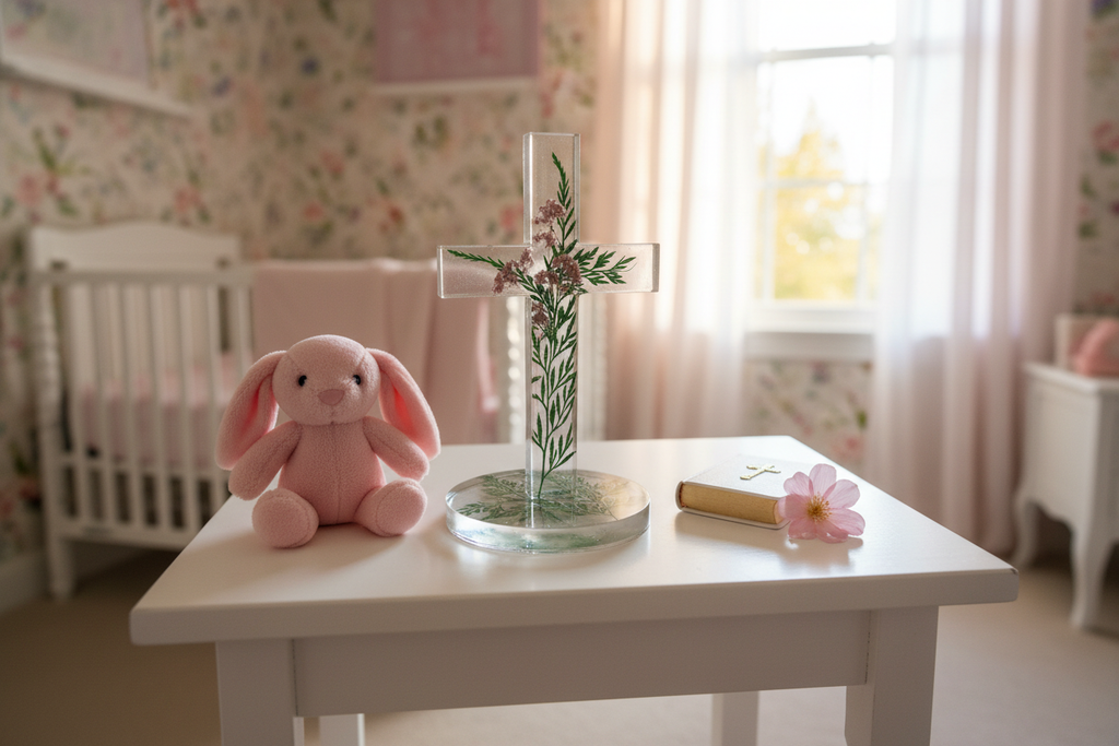 Personalized Floral Standing Cross - Little Girl's Room