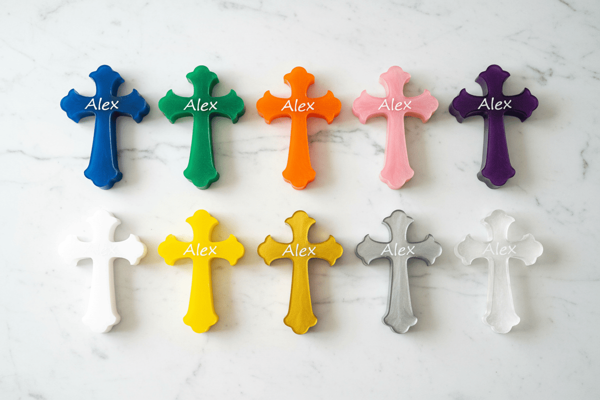 Personalized Resin Cross – Communion, Christening & Confirmation Gift - The Glossy Gift Shop