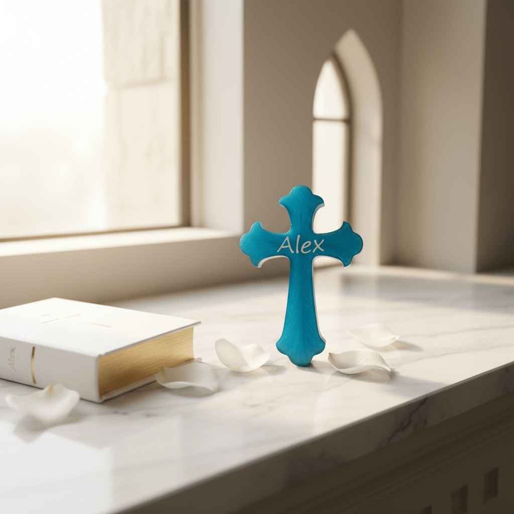 Personalized Resin Cross – Communion, Christening & Confirmation Gift - The Glossy Gift Shop