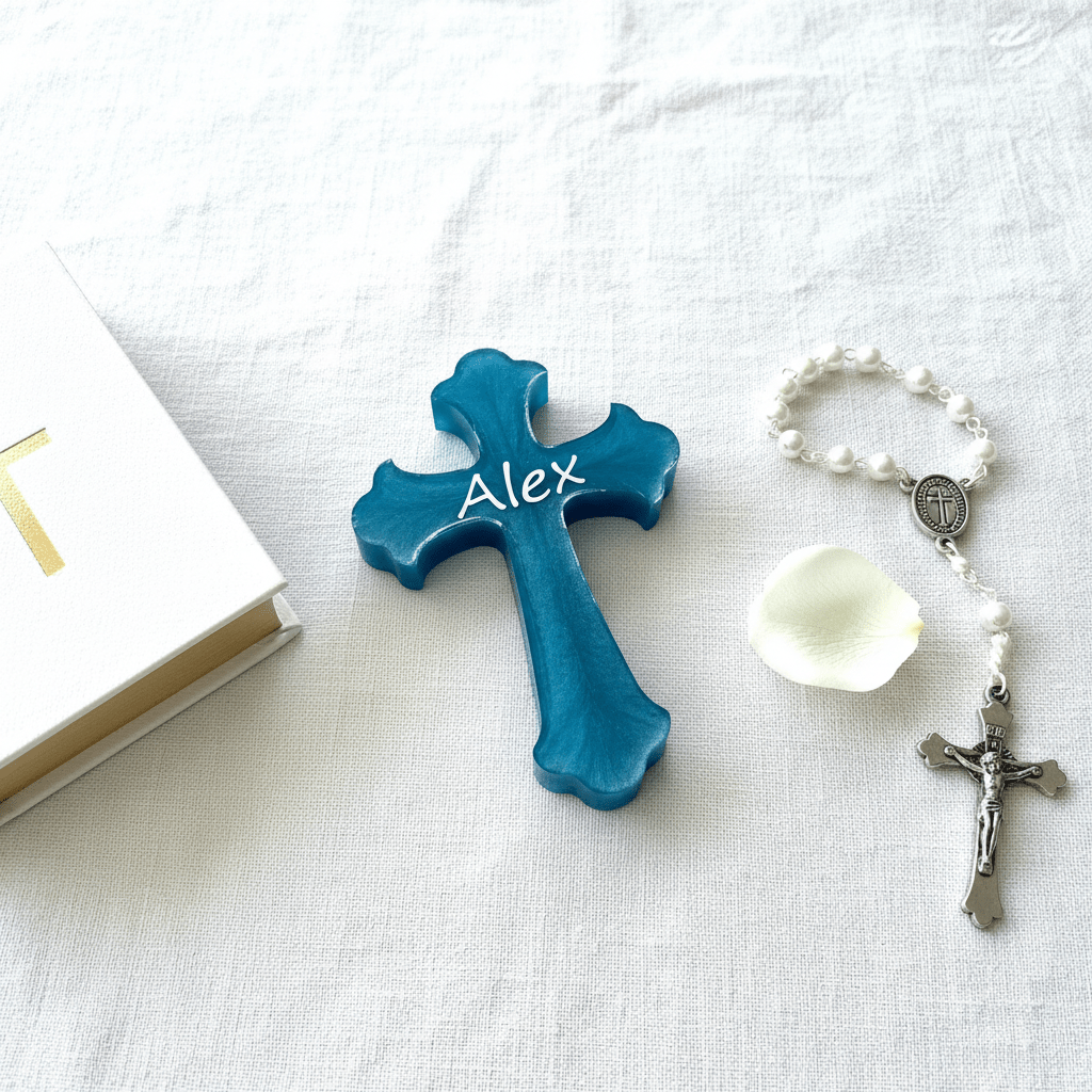 Personalized Resin Cross – Communion, Christening & Confirmation Gift - The Glossy Gift Shop