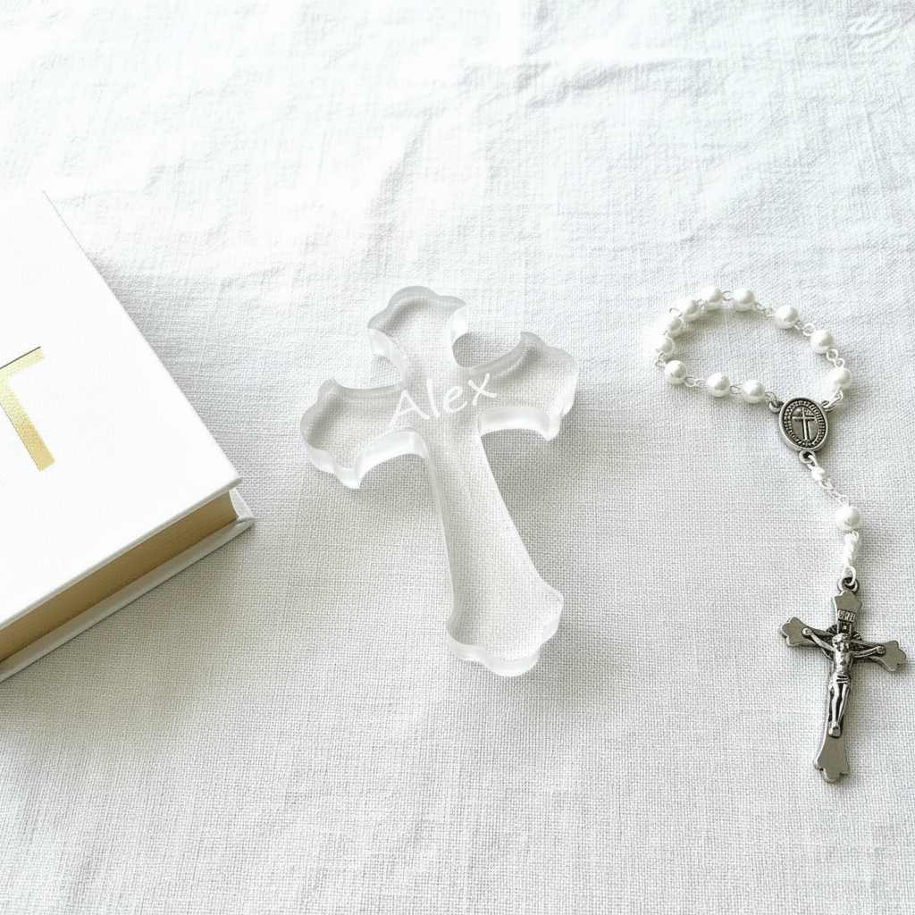 Personalized Resin Cross – Communion, Christening & Confirmation Gift - The Glossy Gift Shop