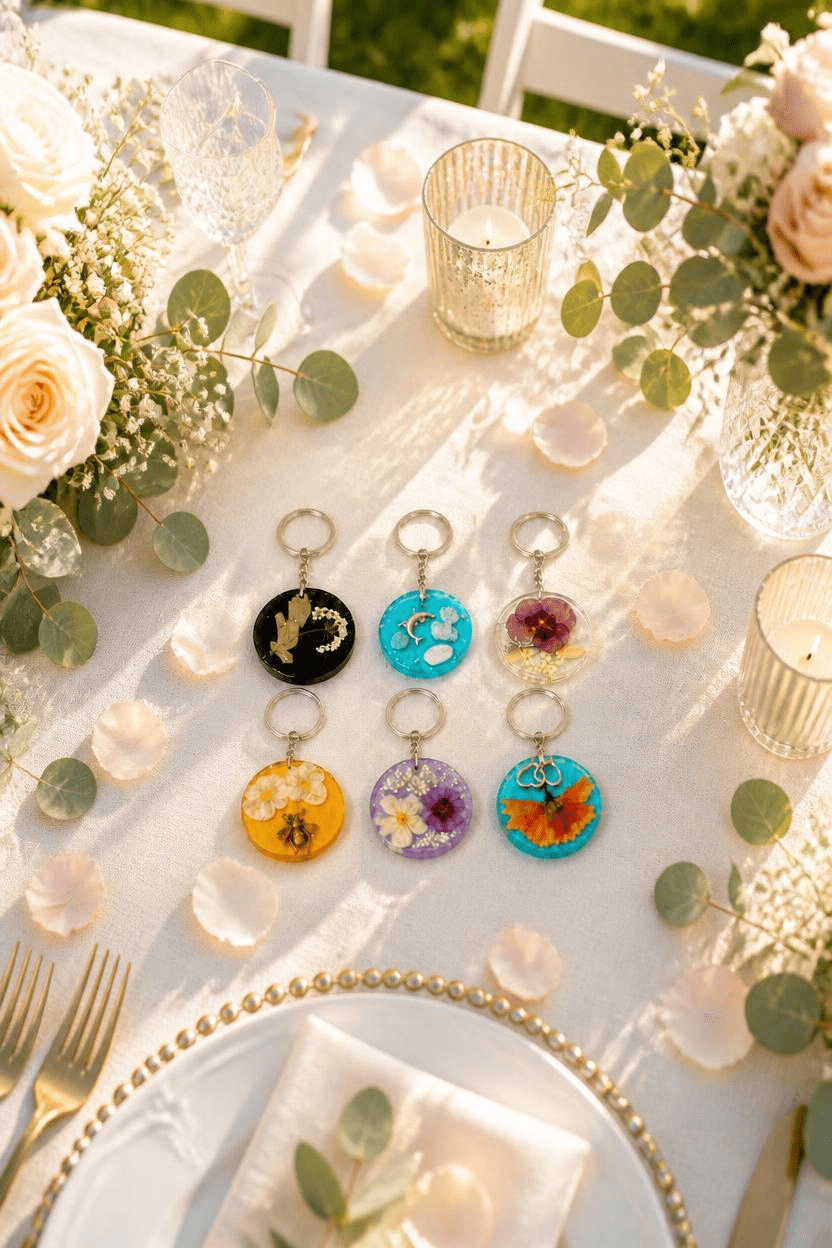 Personalized Resin Guest Favor Keychains – Wedding & Event Gifts - The Glossy Gift Shop