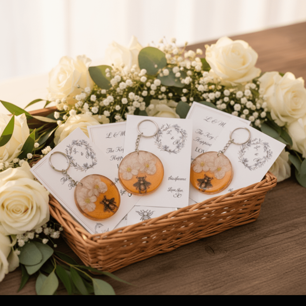 Personalized Resin Guest Favor Keychains – Wedding & Event Gifts - The Glossy Gift Shop