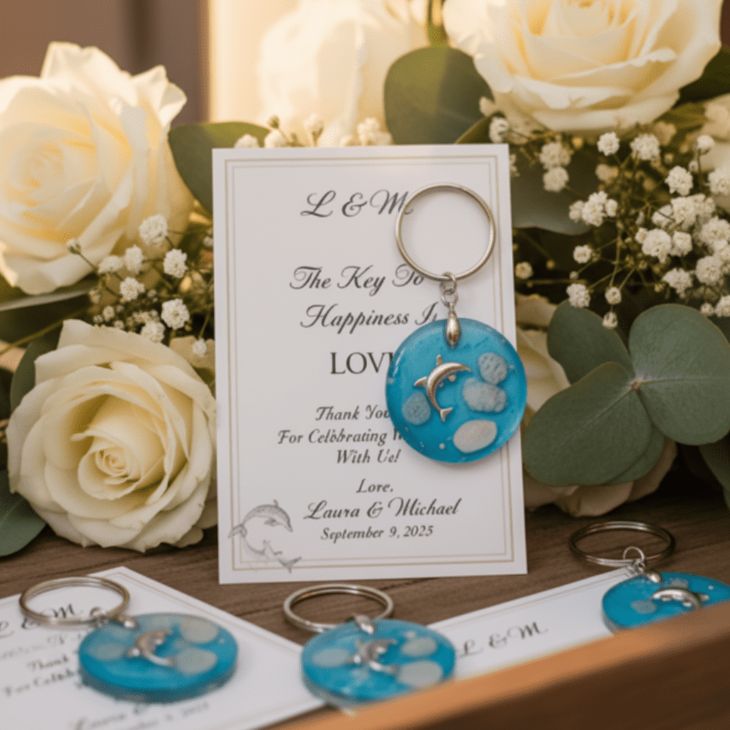 Personalized Resin Guest Favor Keychains – Wedding & Event Gifts - The Glossy Gift Shop