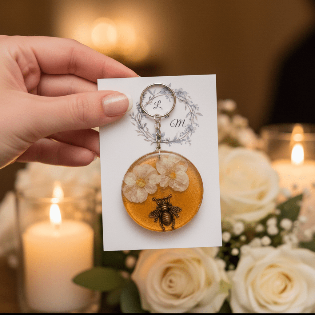Personalized Resin Guest Favor Keychains – Wedding & Event Gifts - The Glossy Gift Shop