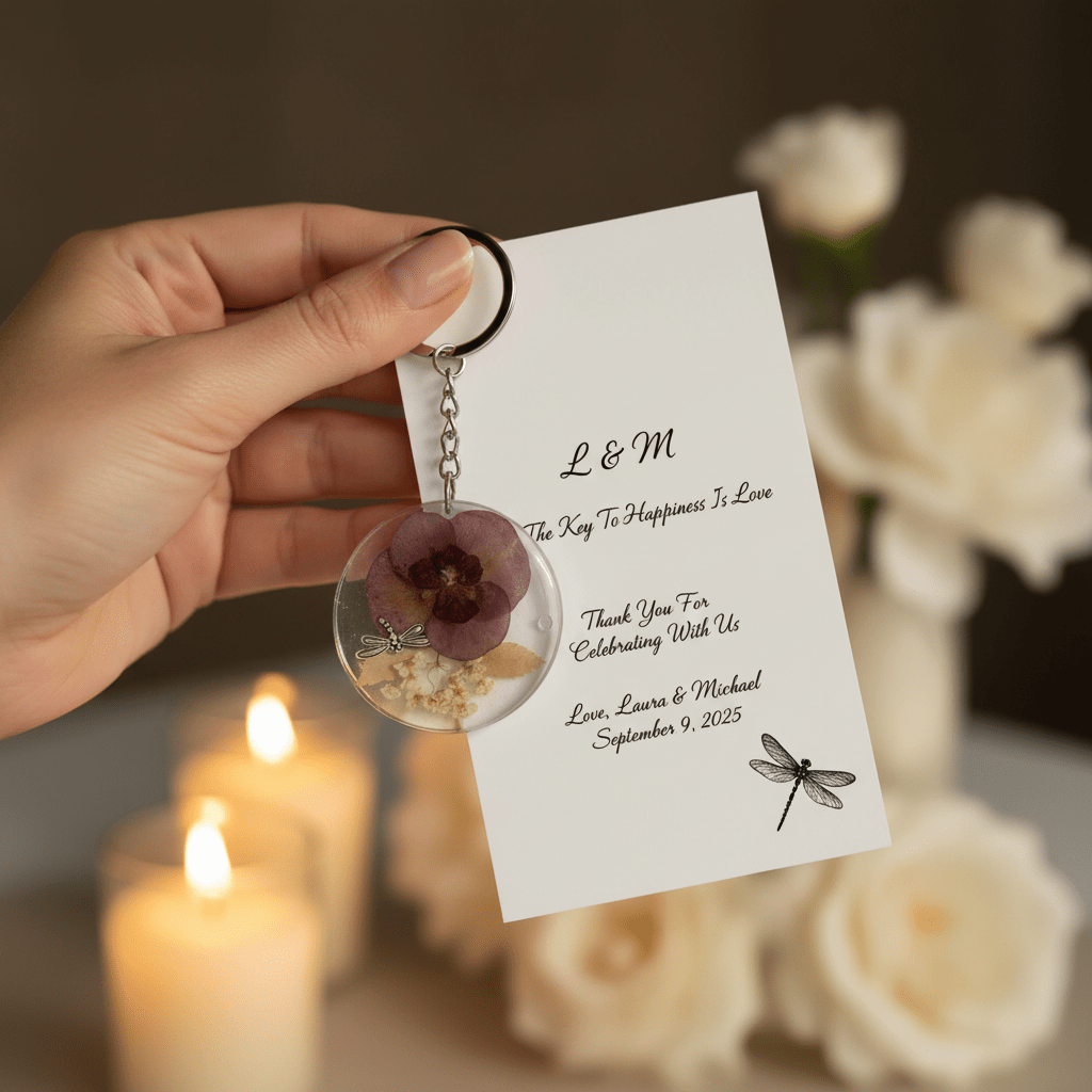 Personalized Resin Guest Favor Keychains – Wedding & Event Gifts - The Glossy Gift Shop