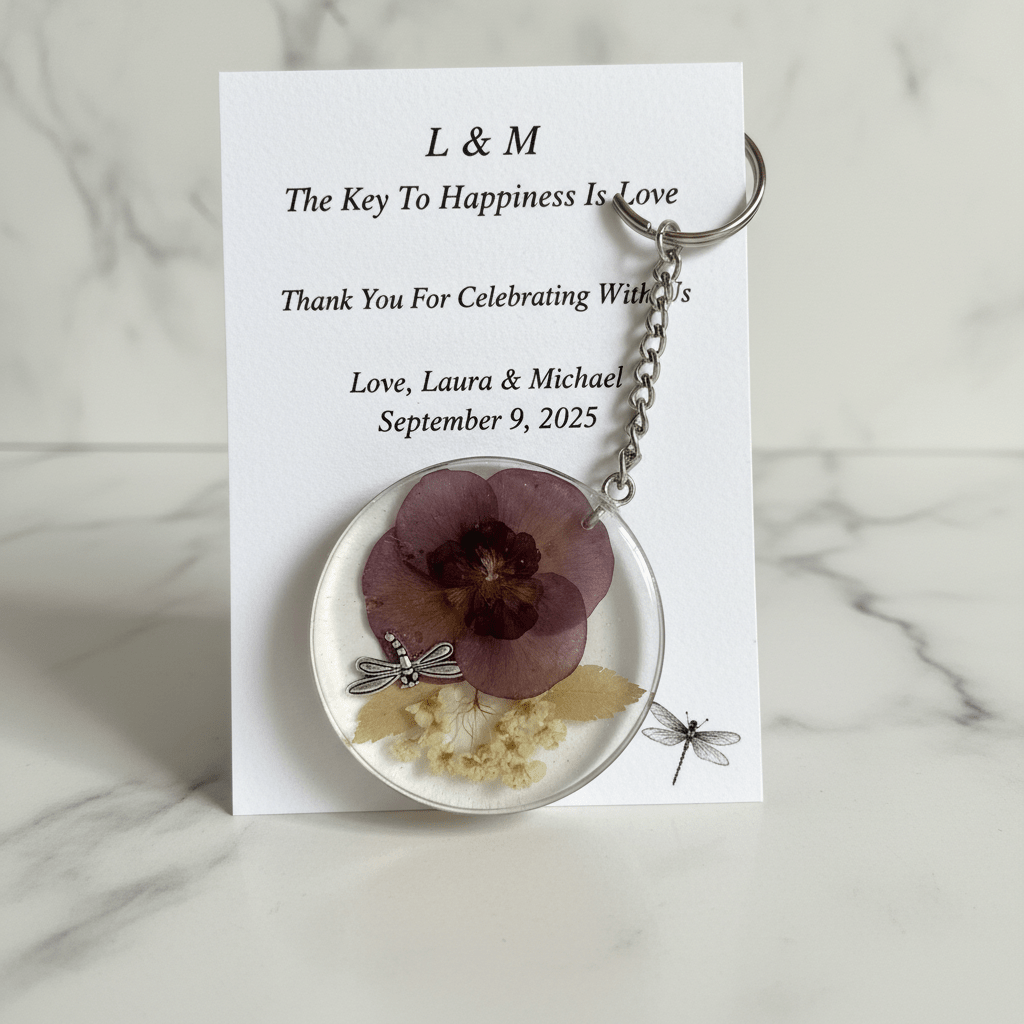 Personalized Resin Guest Favor Keychains – Wedding & Event Gifts - The Glossy Gift Shop