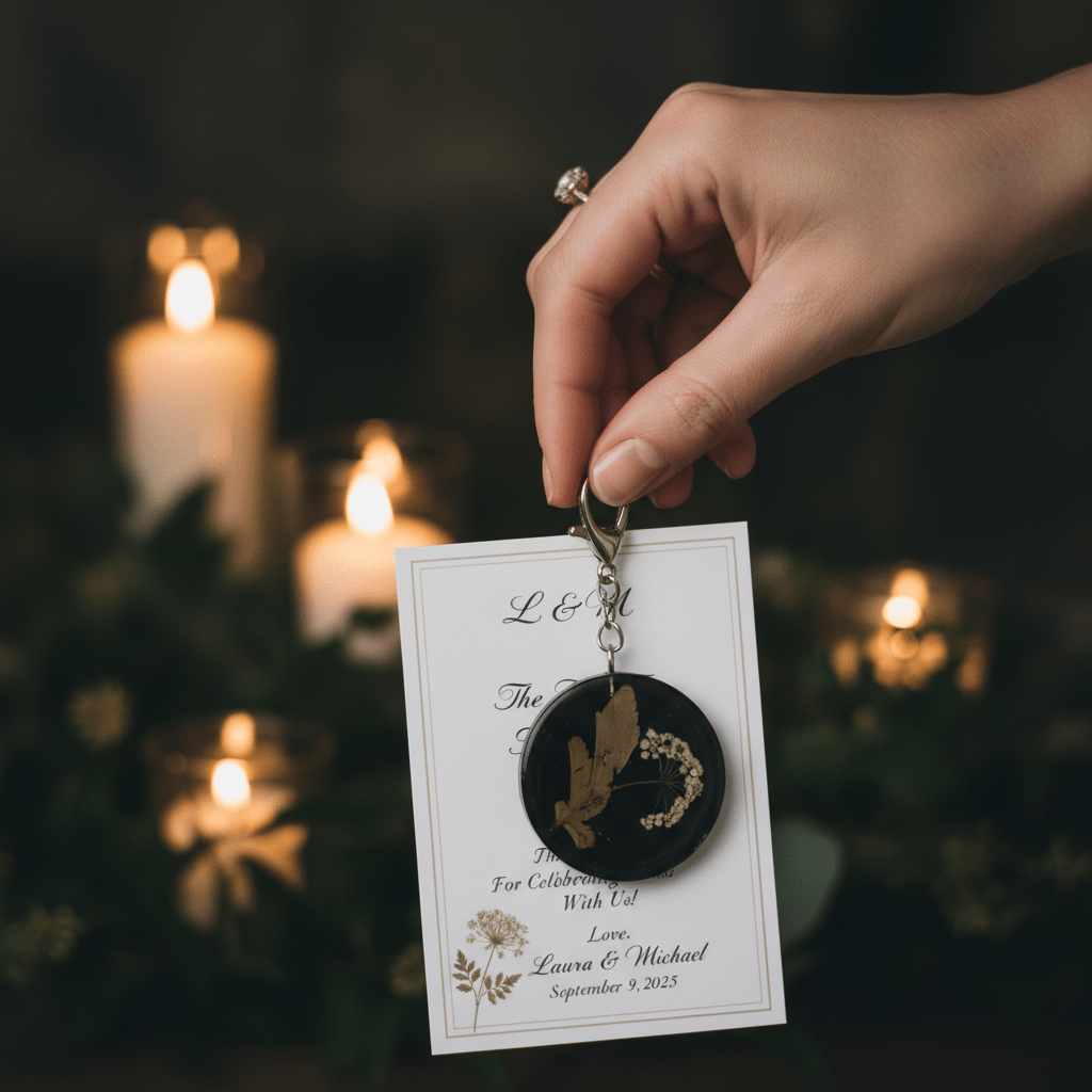 Personalized Resin Guest Favor Keychains – Wedding & Event Gifts - The Glossy Gift Shop